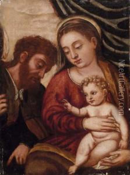 Madonna Col Bambino E San Rocco Oil Painting - Polidoro Lanzani (see Polidoro Da Lanciano)