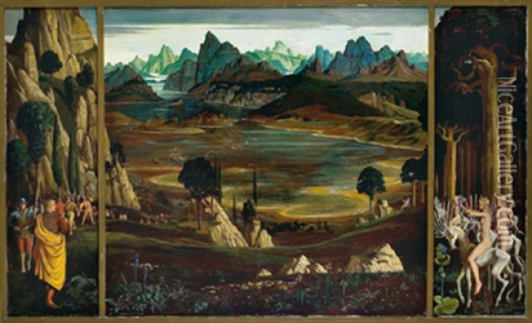 Entdeckung Der Neuen Welt - Verlust Der Unschuld (triptych) Oil Painting - Herbert Reyl-Hanisch