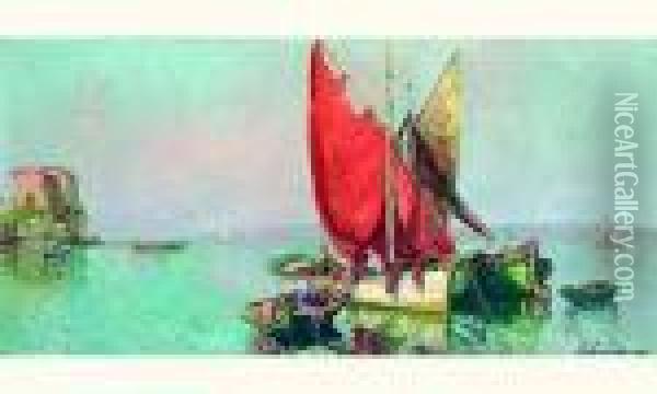 Barques De Peche En Mediterranee Oil Painting - Georges Lapchine