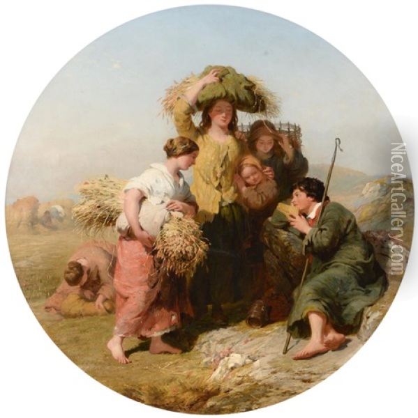 The Gleaners Oil Painting - James John Hill