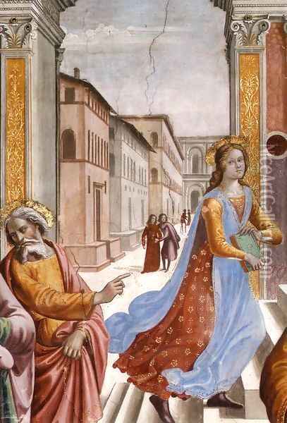 Presentation of the Virgin at the Temple (detail) 2 Oil Painting - Domenico Ghirlandaio