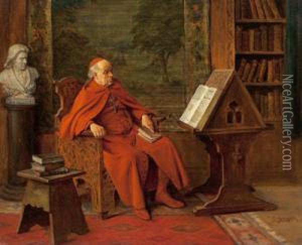 Contemplative Cardinal Oil Painting - Erwin Eichinger