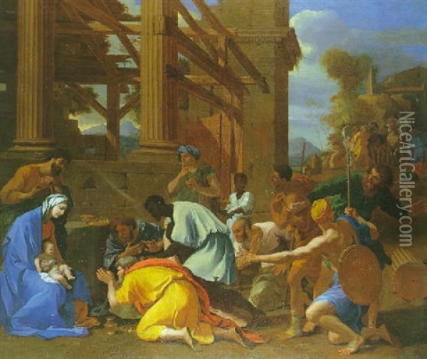 L'adoration Des Bergers Oil Painting - Nicolas Poussin