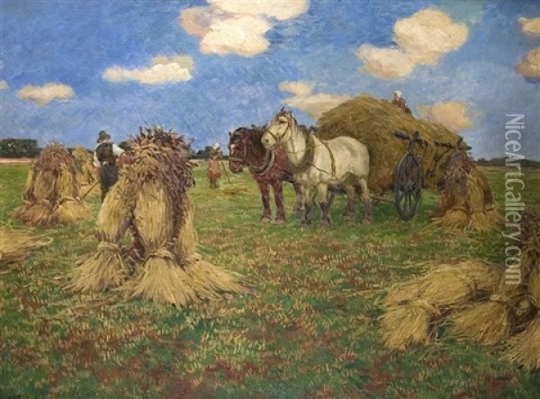 Bei Der Ernte Oil Painting - Ludwig Kiederich