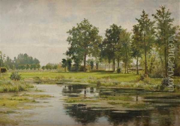 Paysage A La Riviere Oil Painting - Louis Pulinckx