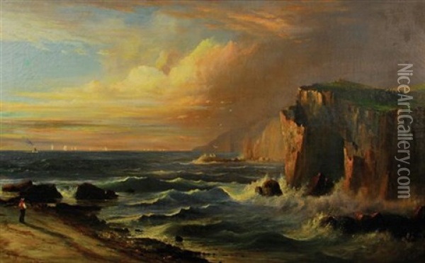 Fisherman On The Maine Coast Oil Painting - Samuel W. Griggs