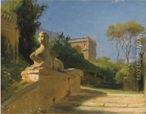 Le Parc D'une Villa A Rome Oil Painting - Egron Sellif Lundgren