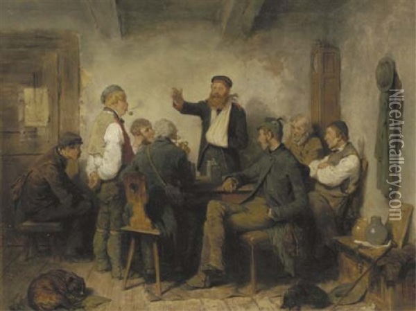 Erzahlung Aus Dem Feldzuge: A Strong Story Oil Painting - Hugo Wilhelm Kauffmann