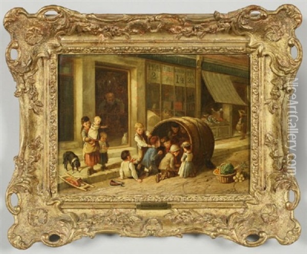 Children At Play Oil Painting - Charles Hunt