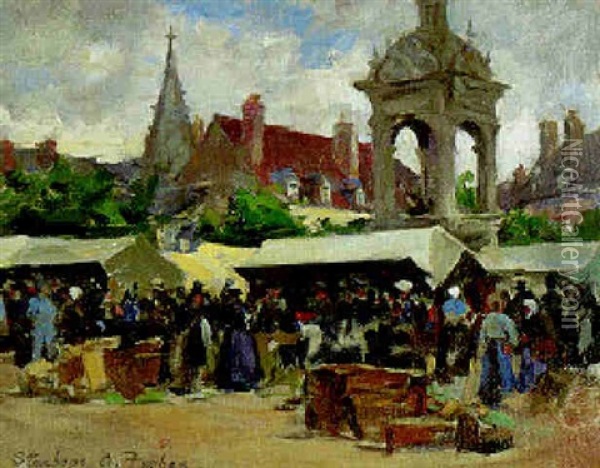 Breton Market Oil Painting - Stanhope Forbes