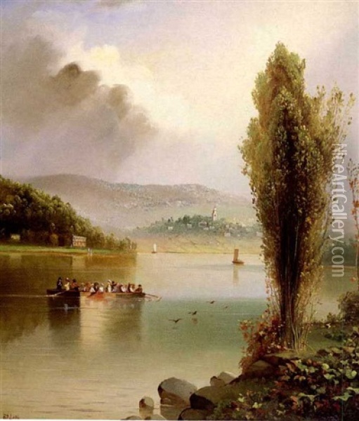 Lake Otsego, Cooperstown, New York Oil Painting - Richard Principal Leitch