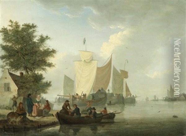 Unloading The Day's Catch Oil Painting - William Anderson