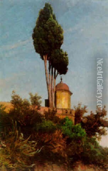Sudliche Landschaft Mit Kapelle Oil Painting - Alois Schoenn