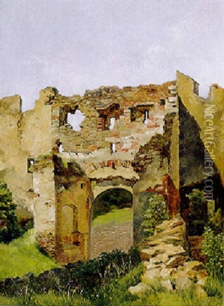 Burgruine Im Sonnigen Licht Oil Painting - Karl Franz Emanuel Haunold