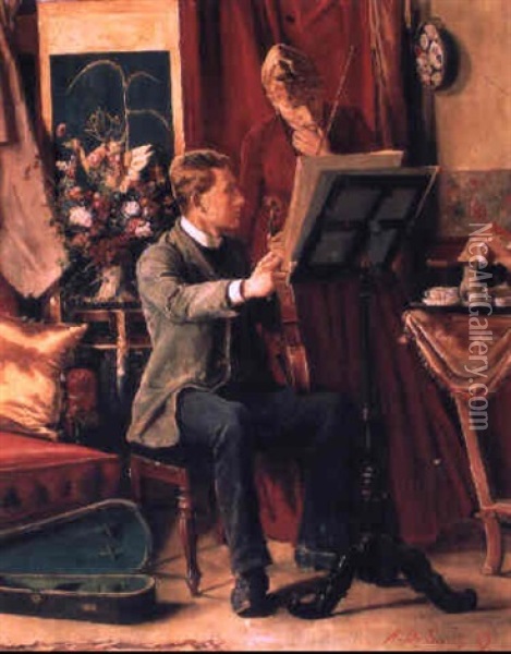 De Muziekles Oil Painting - Henri de Smeth