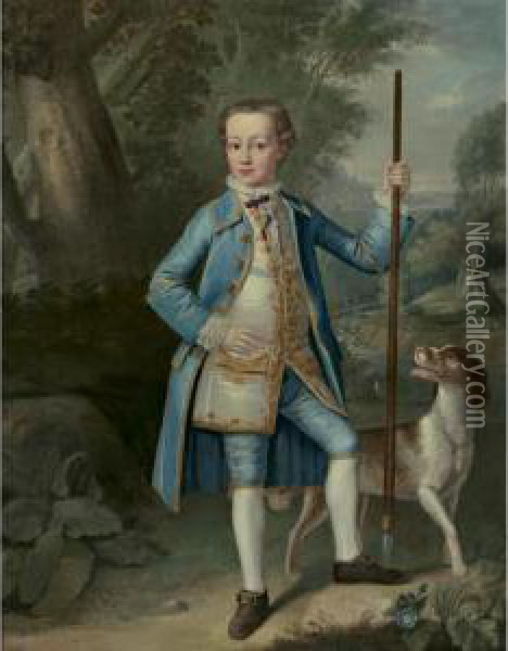 Portrait Of A Young Boy And His Dog Oil Painting - Bartholomew Dandridge