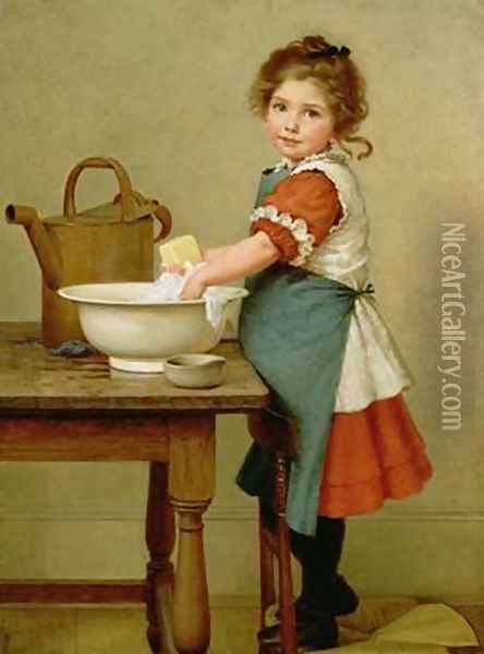 This Is the Way We Wash Our Clothes Oil Painting - George Dunlop, R.A., Leslie