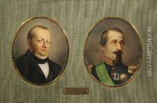 Ritratto Di Camillo Benso Conte Di Cavour E Napoleone Iii Oil Painting - Francesco Gonin