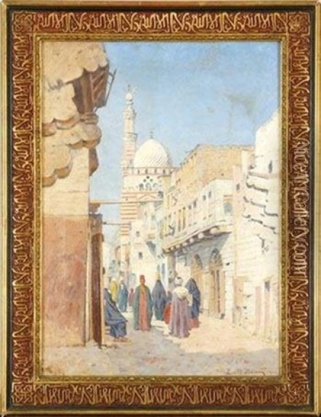 Rue Animee Du Caire Oil Painting - Emile Boivin