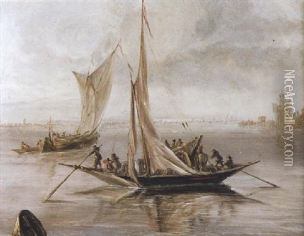 Vue D'un Estuaire Avec Bateaux Oil Painting - Anthony Jansz van der Croos