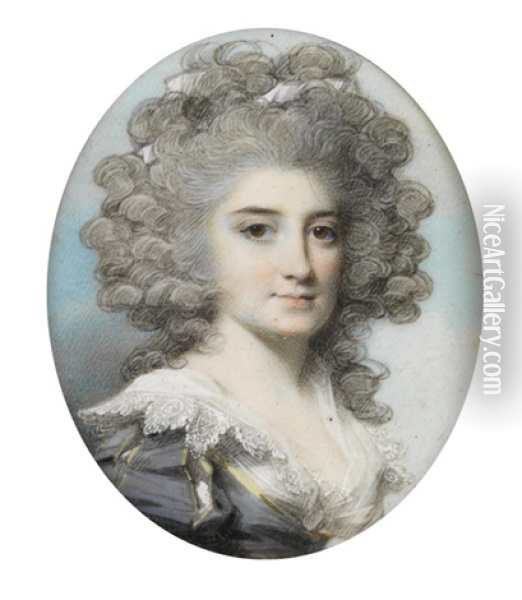 Portrait Miniature Of Elizabeth Gaussen, Nee Bosanquet Oil Painting - George Engleheart