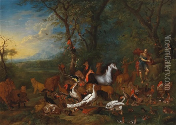 Orpheus Charming The Animals Oil Painting - Philipp Ferdinand de Hamilton