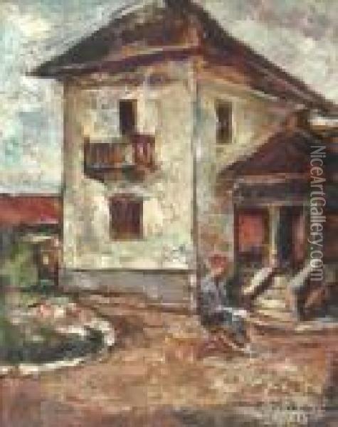 The Shop House From Targoviste Oil Painting - Petrascu Gheorghe