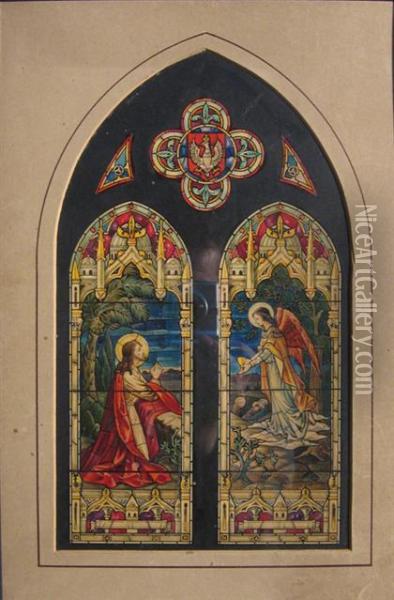 Designs For Stained Glass Windows: The D'acsenzo Studios Oil Painting - Nicola D'Ascenzo