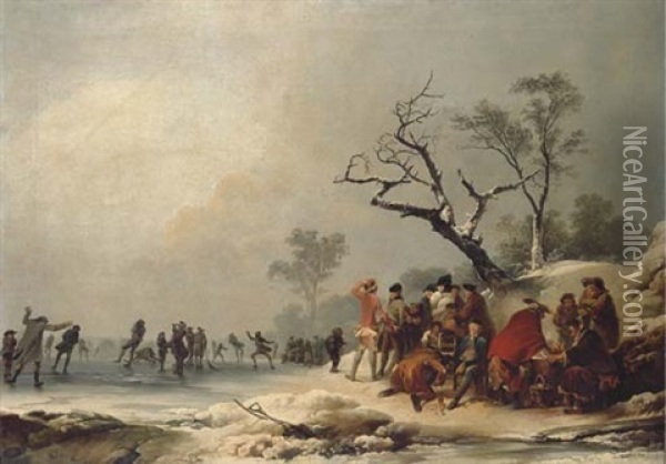 A Winter Morning With Skating In Hyde Park Oil Painting - Philip James de Loutherbourg