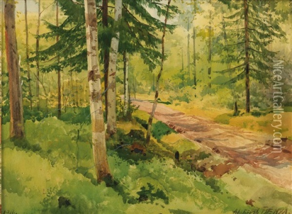 Summer Woodland Oil Painting - Albert Nikolaevich Benois