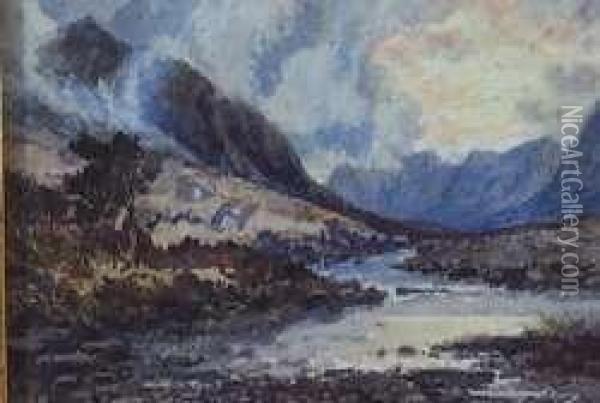 Highland River Landscape Oil Painting - Edwin Alfred Pettitt