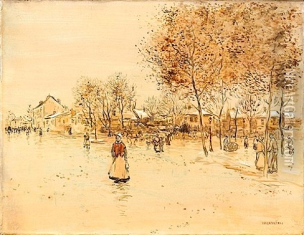 Scene Animee A Gennevilliers Oil Painting - Jean Francois Raffaelli