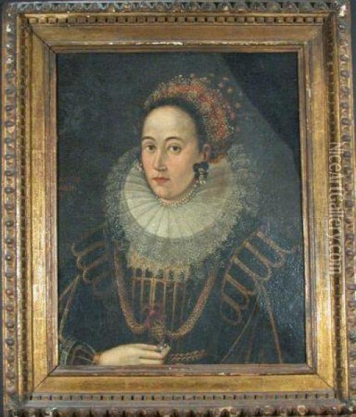 Woman With Lace Ruff Oil Painting - Frans Pourbus