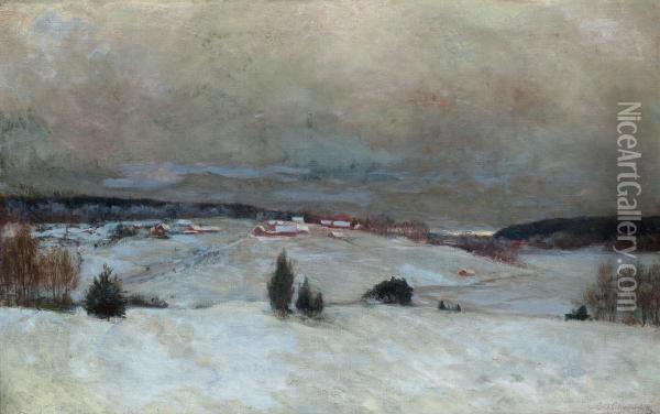 Winter Landscape Oil Painting - Erik Abrahamsson