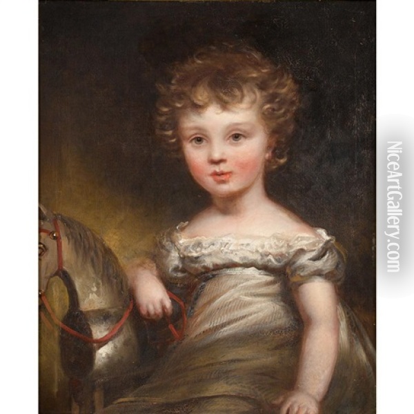 Portrait Of The Artist's Daughter, Anne Pocock; Portrait Of The Artist's Son, Isaac Innes Pocock (2 Works) Oil Painting - Isaac Pocock