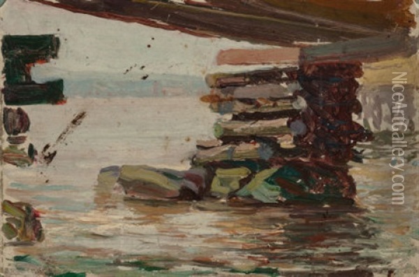 Bridge Over The River, Circa 1902 Oil Painting - Julian Onderdonk
