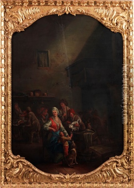 Bauerliche Szene Oil Painting - Pietro Domenico Oliviero