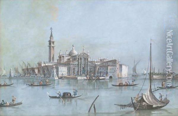 Venice, A View Of The Island Of San. Giorgio Maggiore Oil Painting - Giacomo Guardi