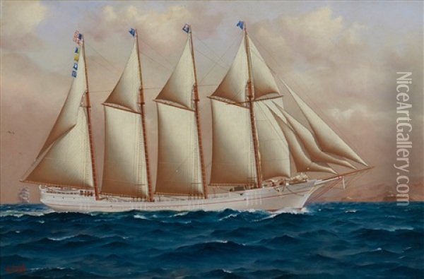 Schooner Mahukona Of San Francisco Oil Painting - William Edgar