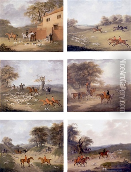 A Run With Mr. James Drake Brockman's Hounds At Beachborough, Kent Oil Painting - John Nost Sartorius