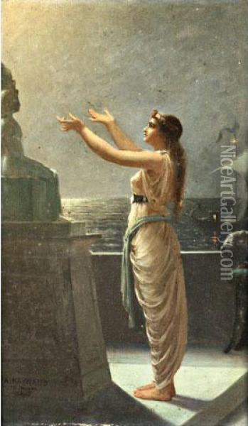 Une Pretresse D'isis Oil Painting - Auguste Raynaud