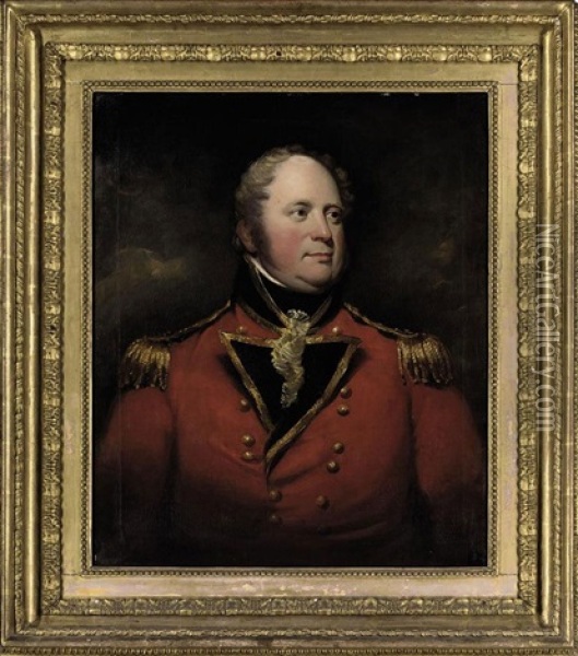 Portrait Of Colonel John Elliott Of Gedling Hall, Nottinghamshire, Of The Nottingham Volunteer Infantry Of Whom He Was Colonel Oil Painting - Thomas Barber