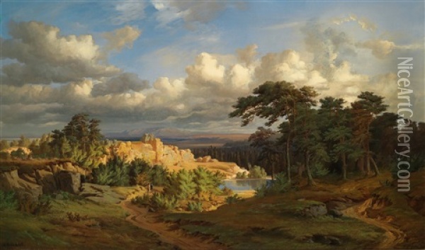 Ein Sommertag, Gegend Bei Koniginhof Oil Painting - Adolf Kosarek