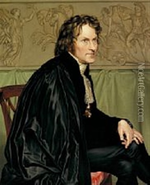 Portrait Of Bertel Thorvaldsen Oil Painting - Elenore C. Harboe