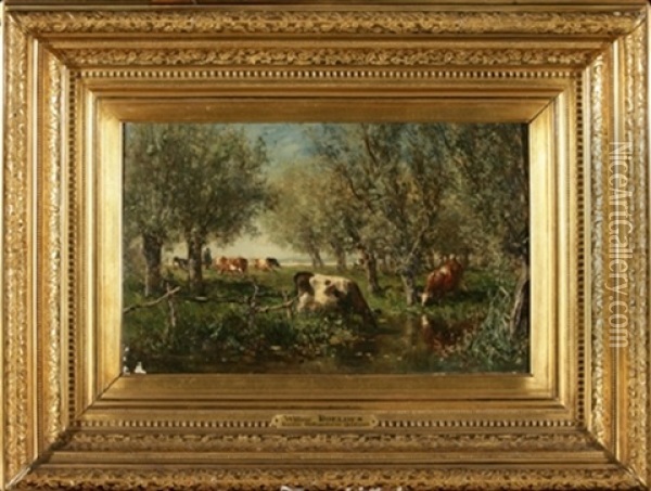 Paysage Avec Vaches A L'abreuvoir Oil Painting - Willem Roelofs