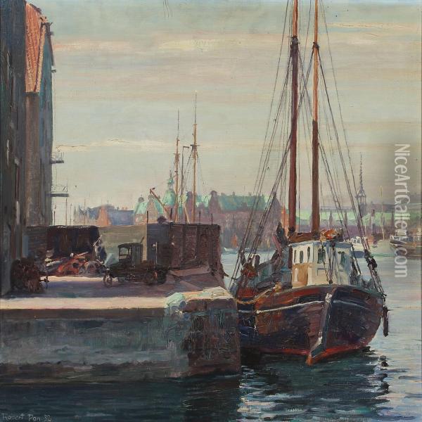 Scenery From The Port Of Copenhagen Oil Painting - Robert Panitzsch