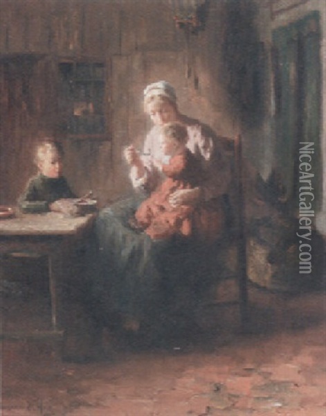 Feeding The Children Oil Painting - Bernard de Hoog