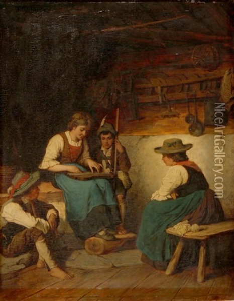 Die Zitherspielerin Oil Painting - Franz Von Defregger