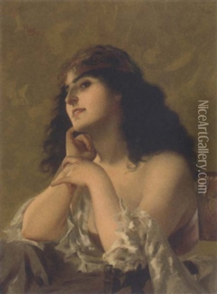 An Eastern Beauty Oil Painting - Etienne Adolph Piot