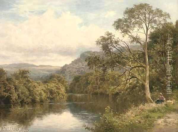 On the river Conway near Bettws-y-Coed Oil Painting - Benjamin Williams Leader